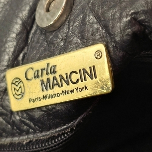 Vintage leather navy/black satchel by‎ Carla Mancini - Picture 5 of 7
